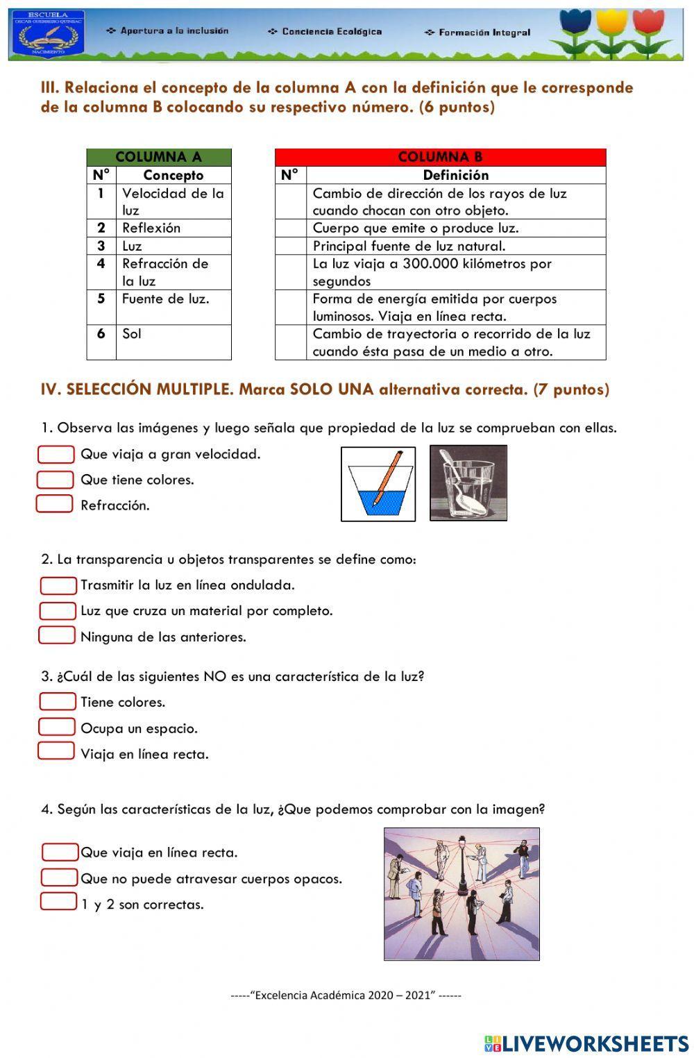 Evaluacion II Ciencias Naturales