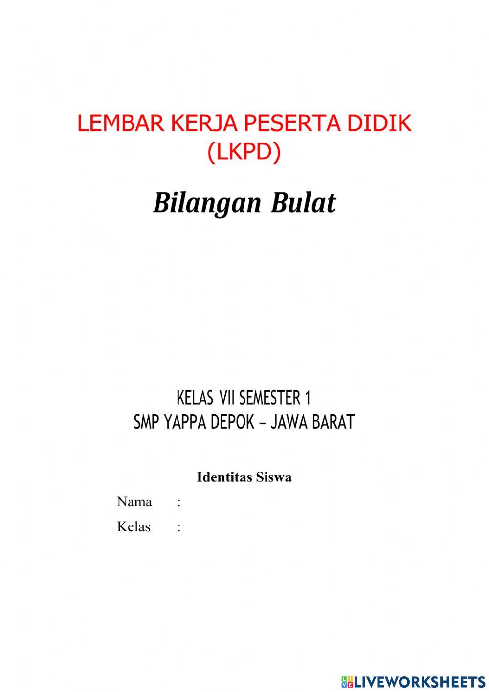 LKPD Bilangan Bulat 1