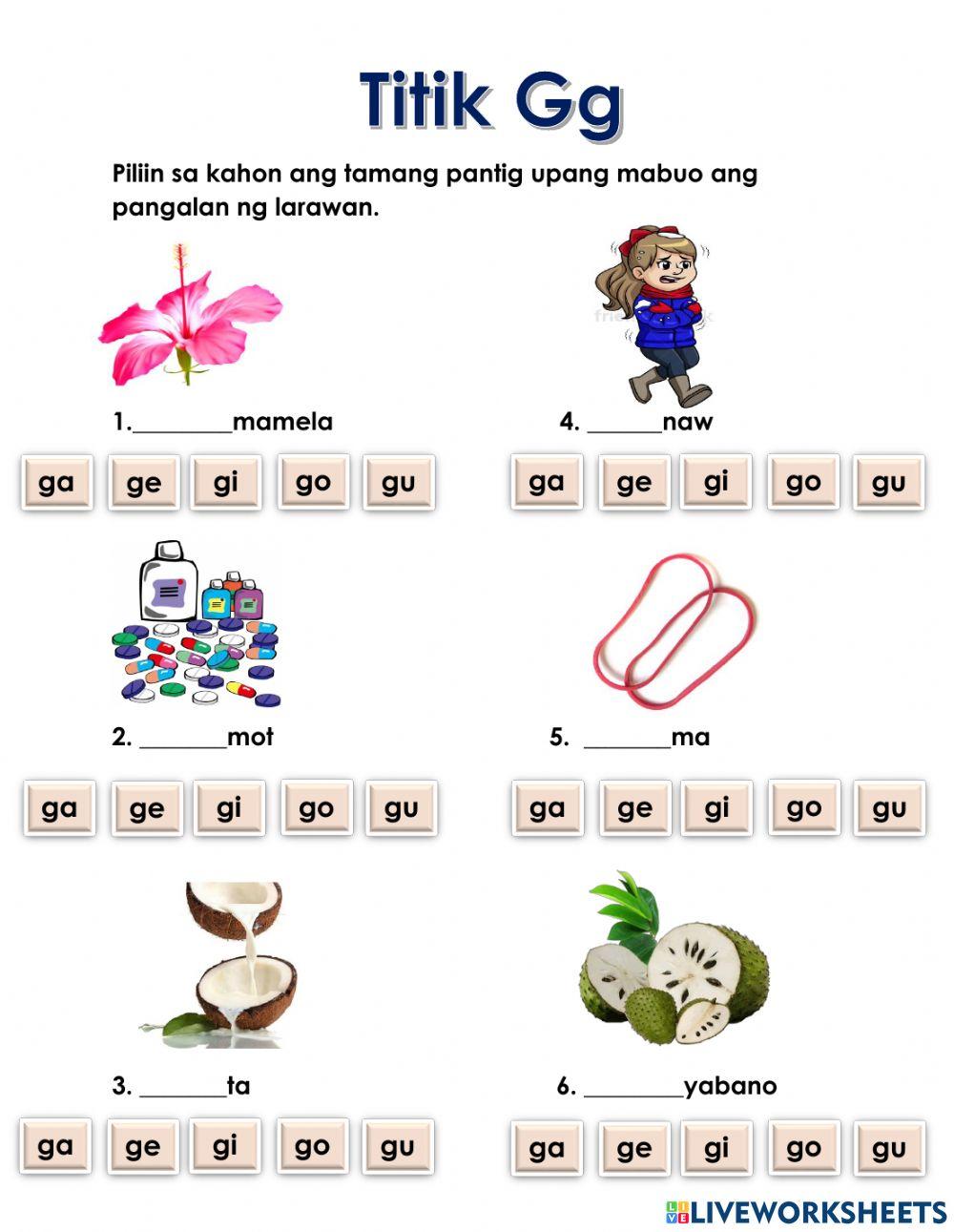 Titik G- pantig worksheet | Live Worksheets