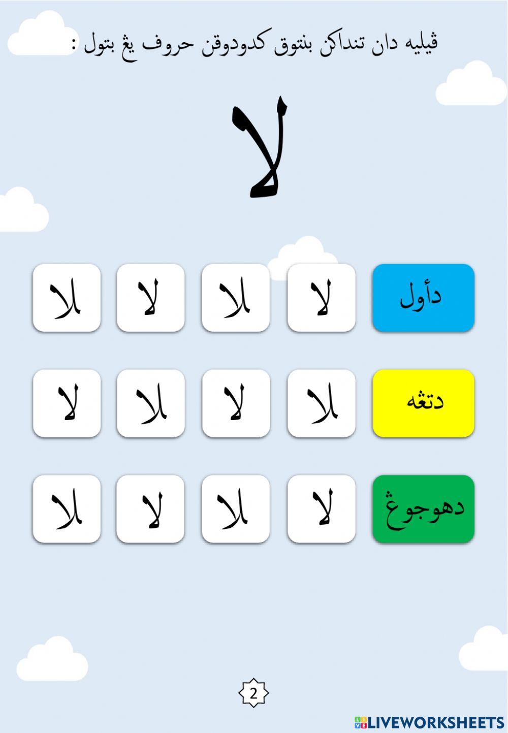 Latihan Mengenal Bentuk Kedudukan Huruf : 28.Lam Alif