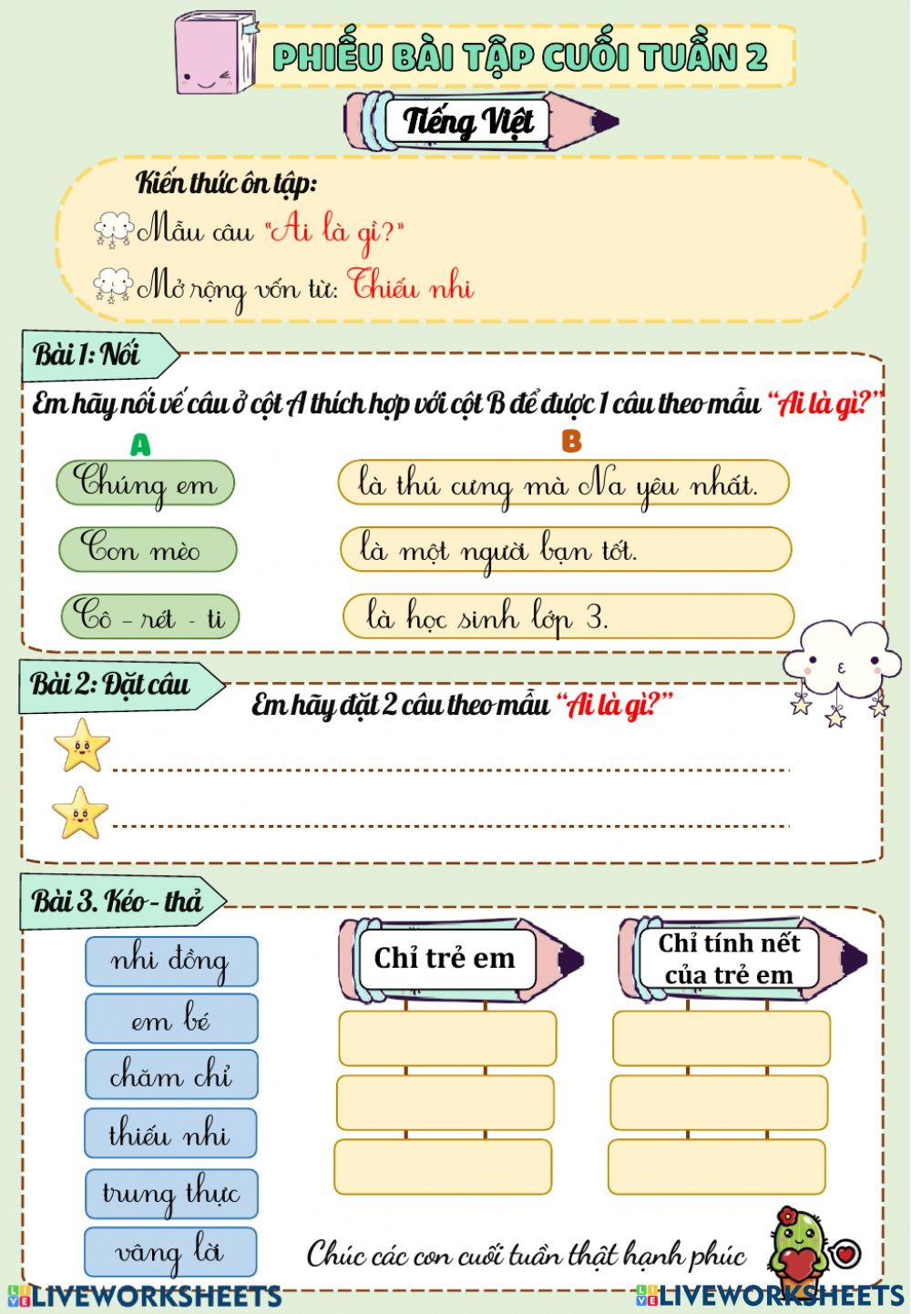 Phiếu ôn tập cuối tuần