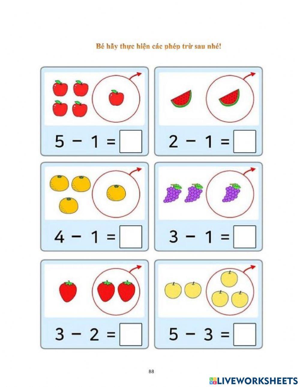 Bài ôn tập cộng trừ phạm vi 6