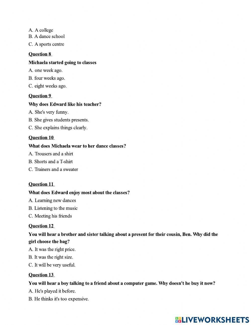 Grade 6 KET Listening OCt 614