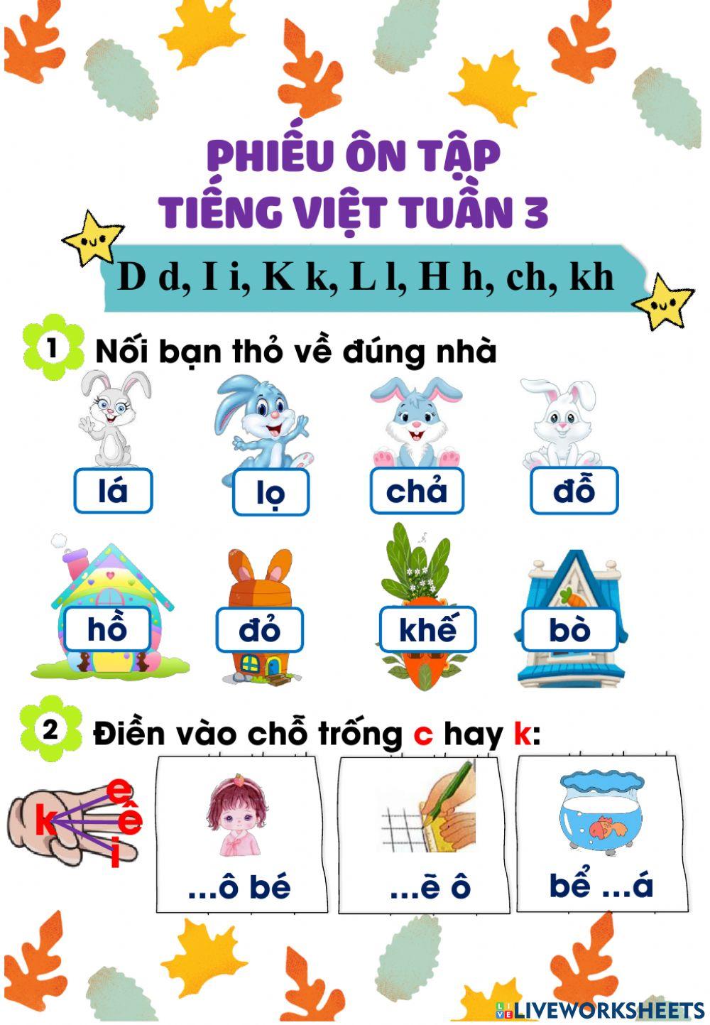 Phiếu ôn tập Tiếng Việt tuần 3