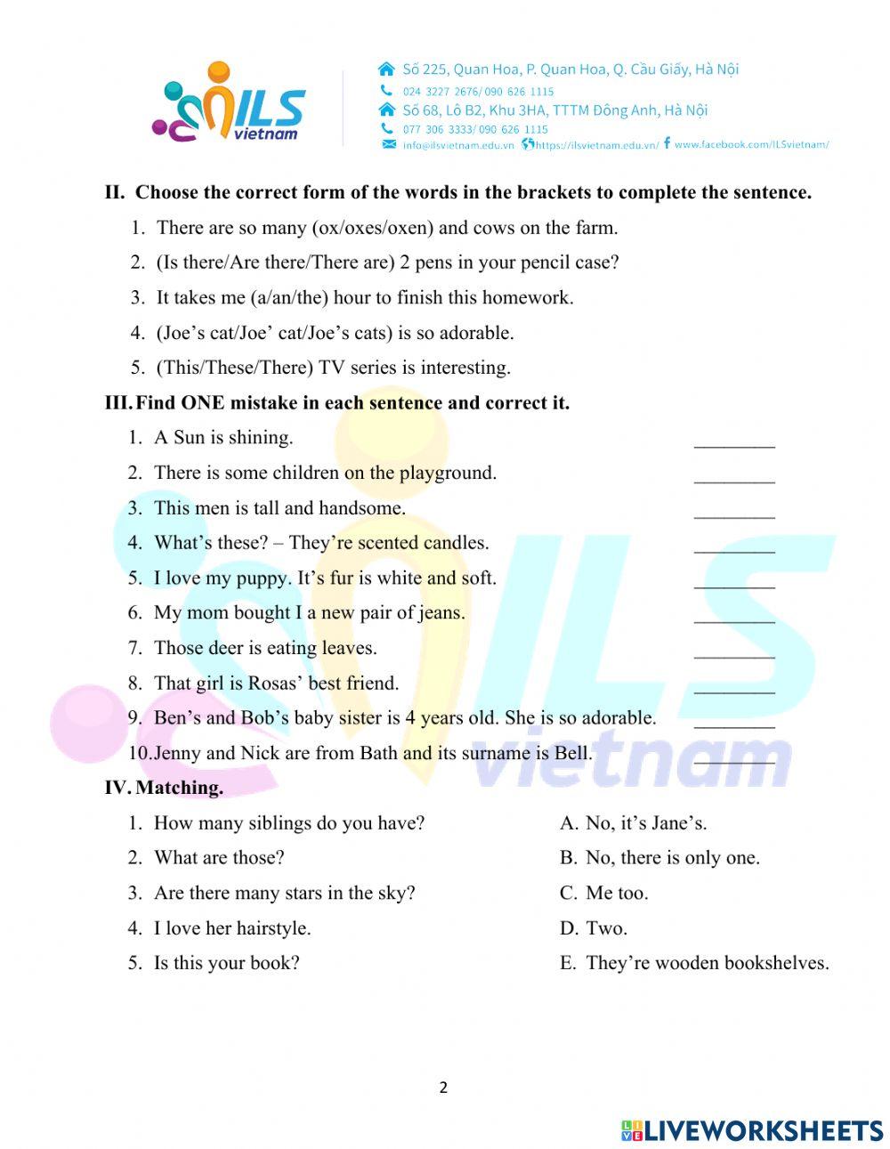 Online Grammar Course - Grade 4 - Midtest