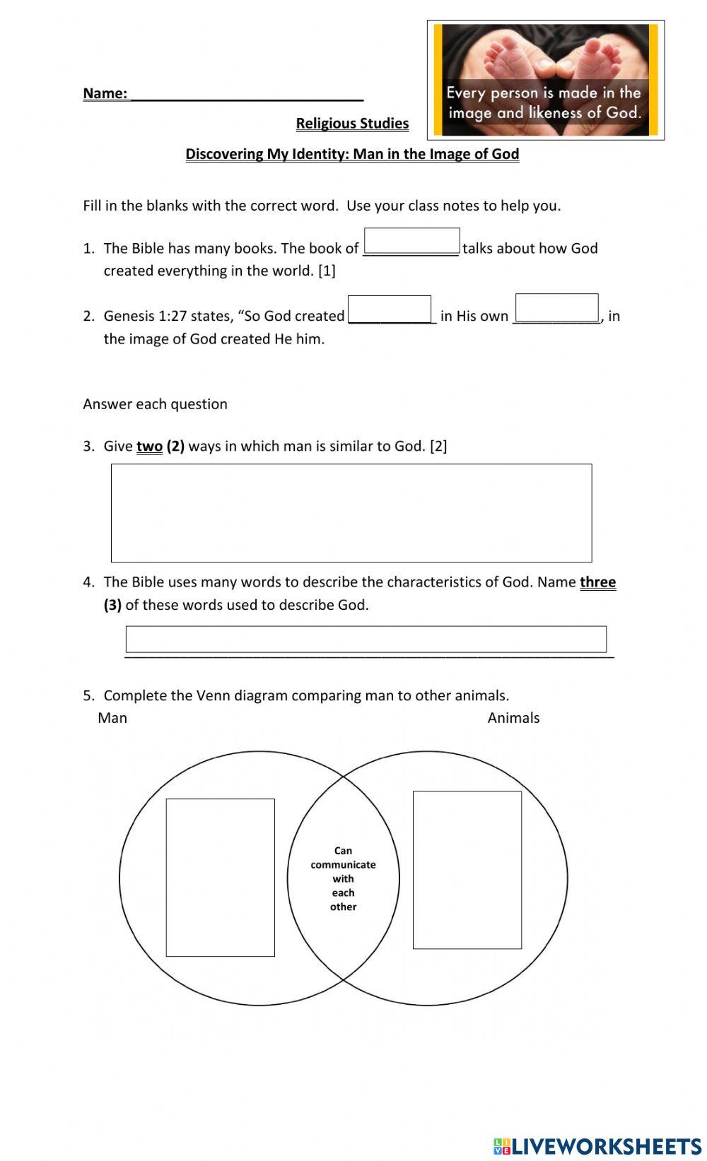 Discovering My Identity- Created in the Image of God