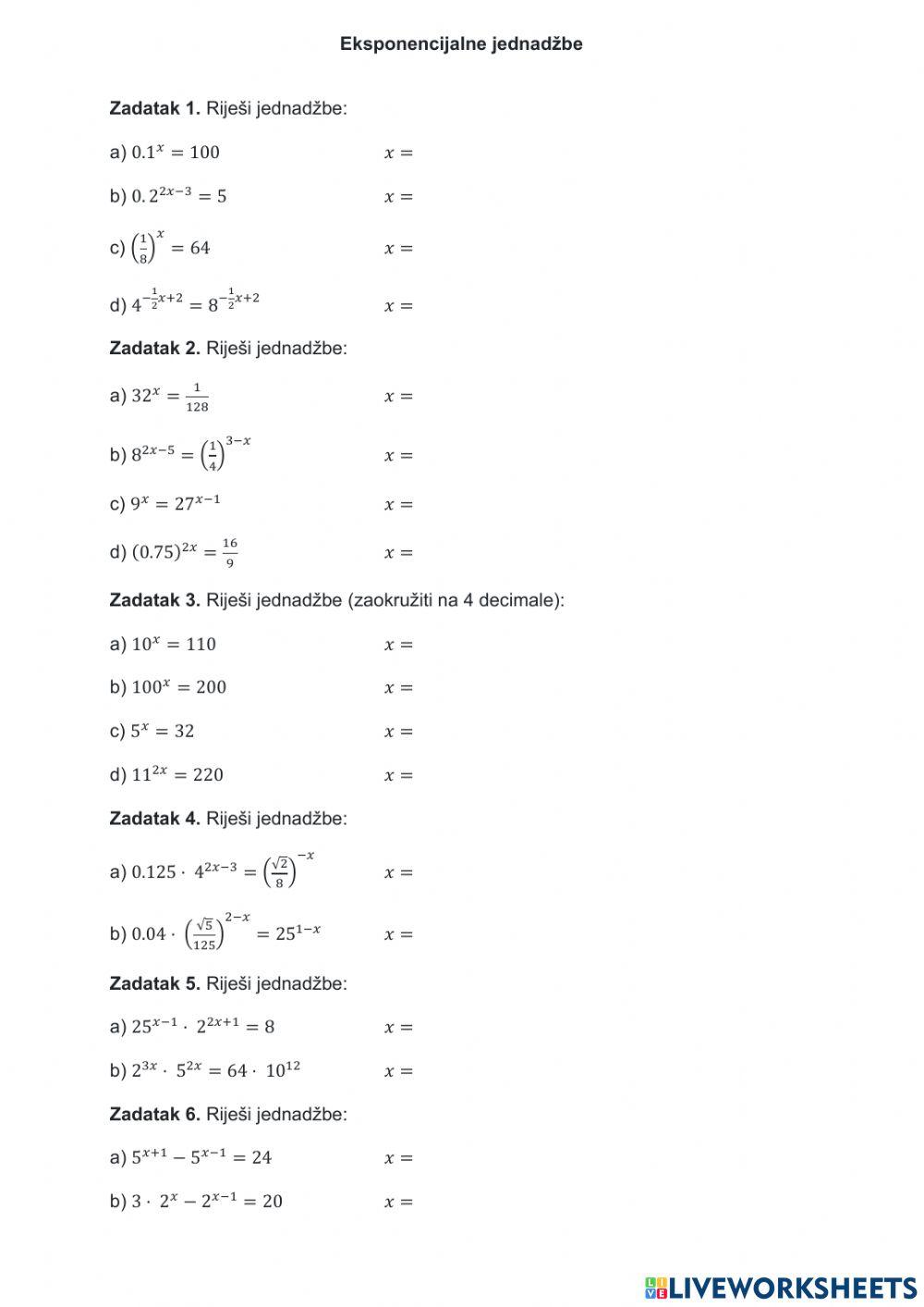 Eksponencijalne jednadžbe
