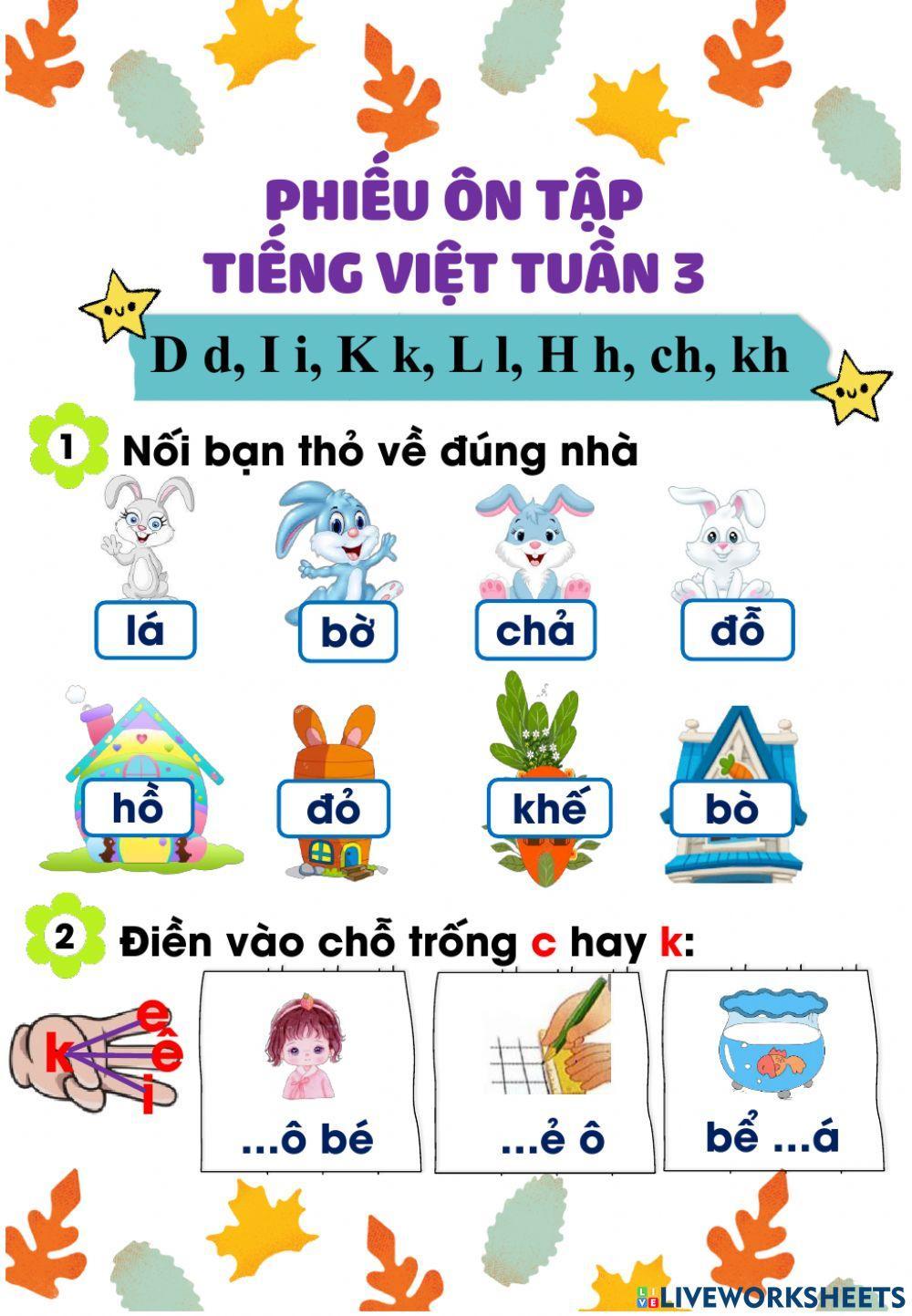 Phiếu ôn tập Tiếng Việt tuần 3