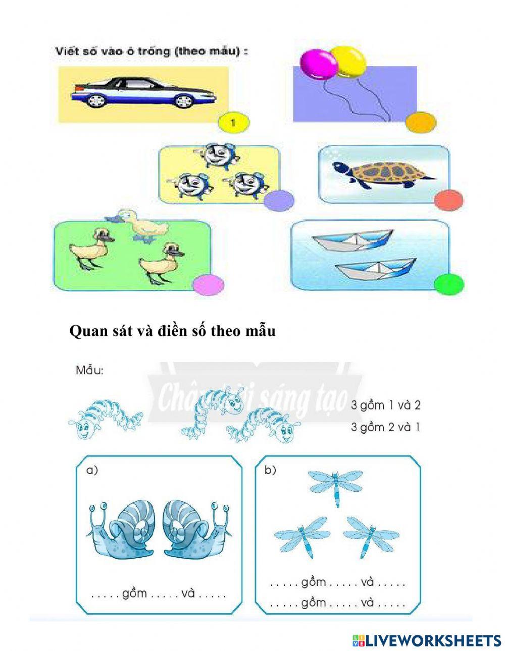 Môn toán các số 1,2,3
