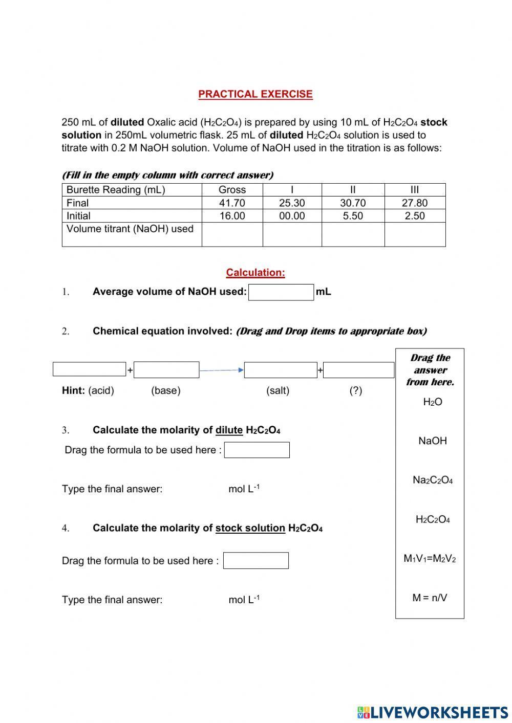 Titration report exercise