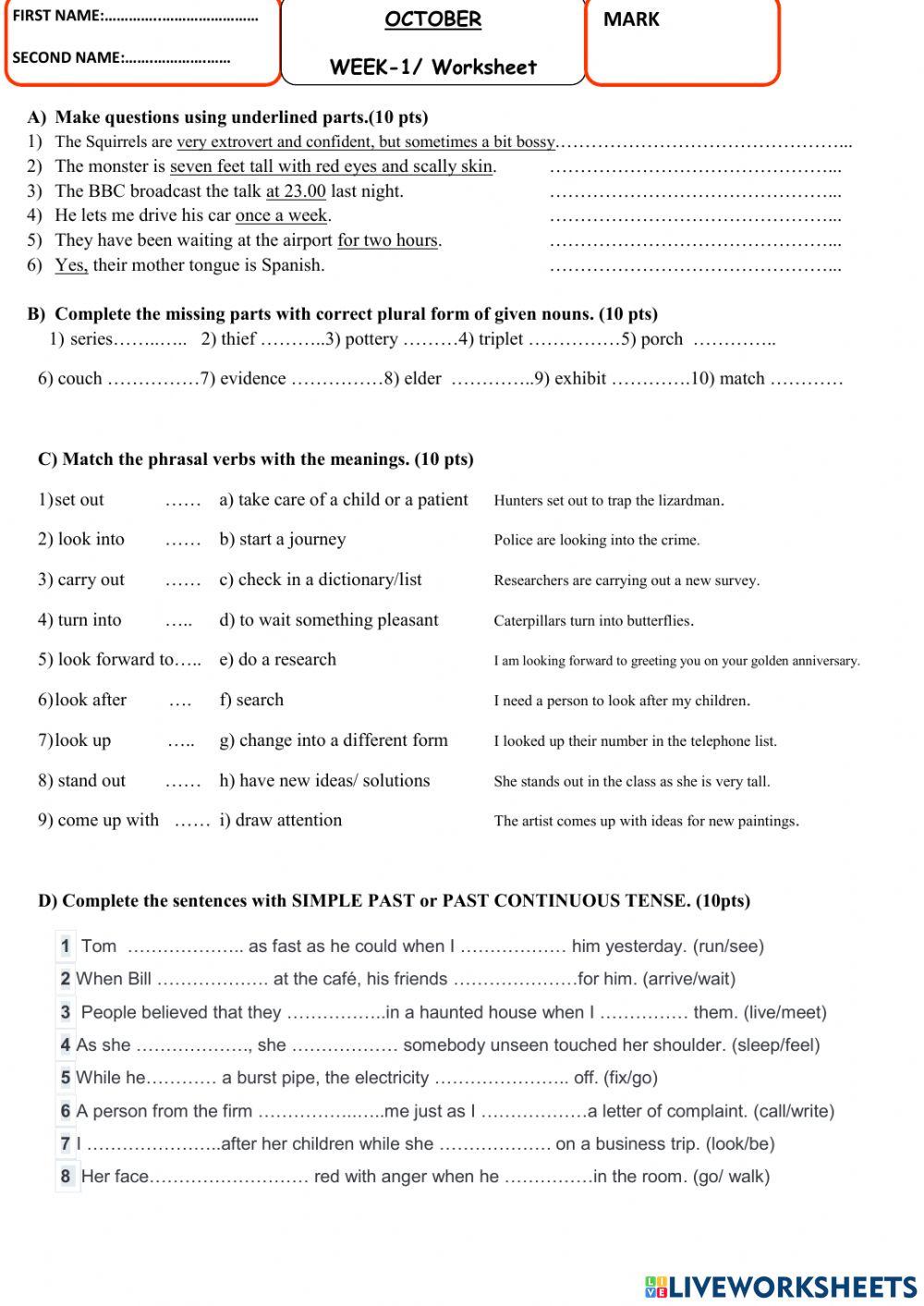 October Worksheet 1-TED