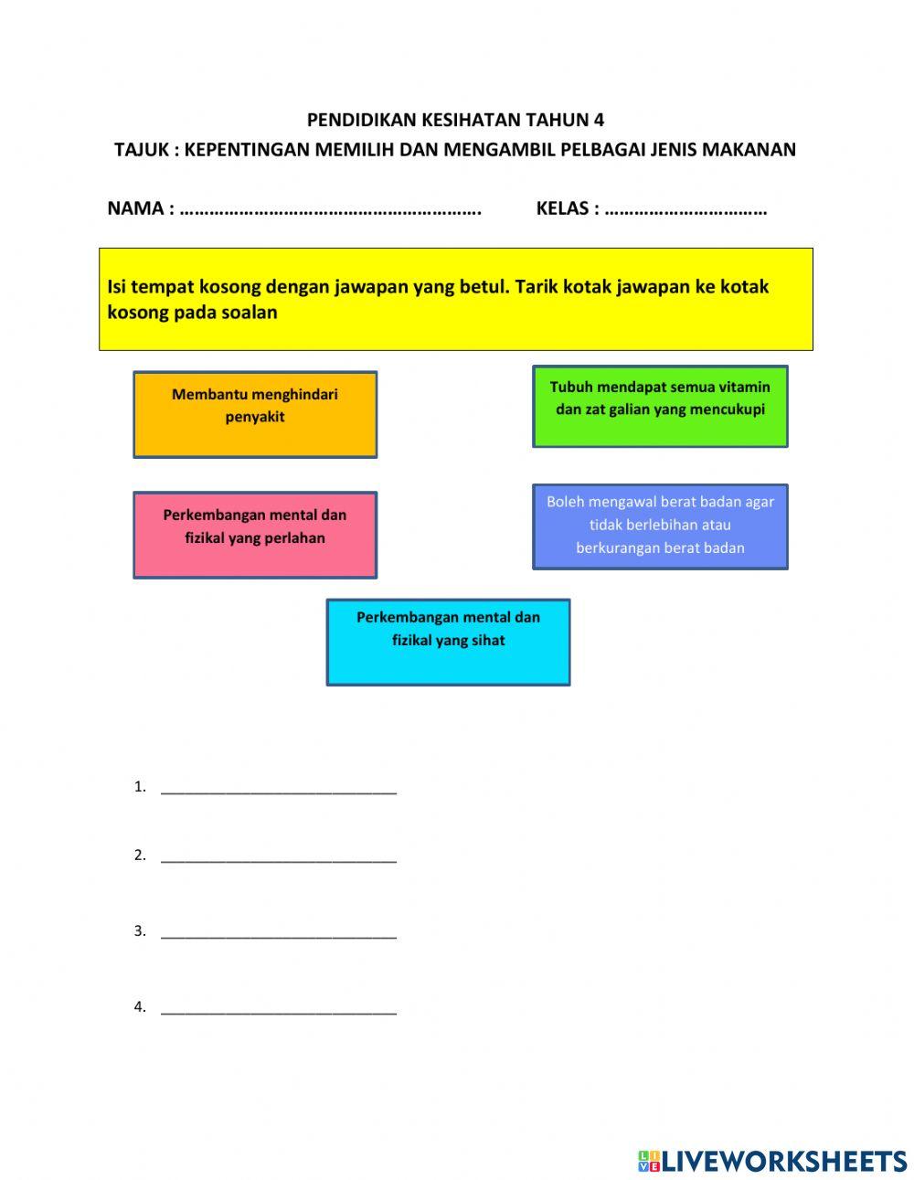 Pendidikan Kesihatan Tahun 4 - Piramid makanan