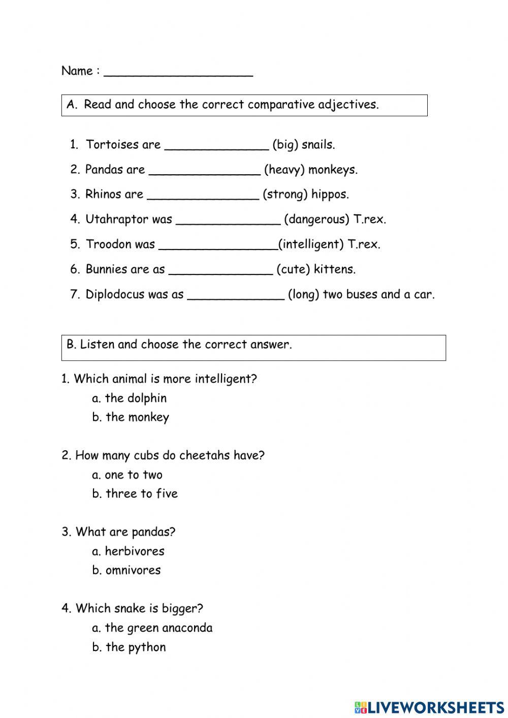 Year 4 Unit 8 Amazing Animals Review