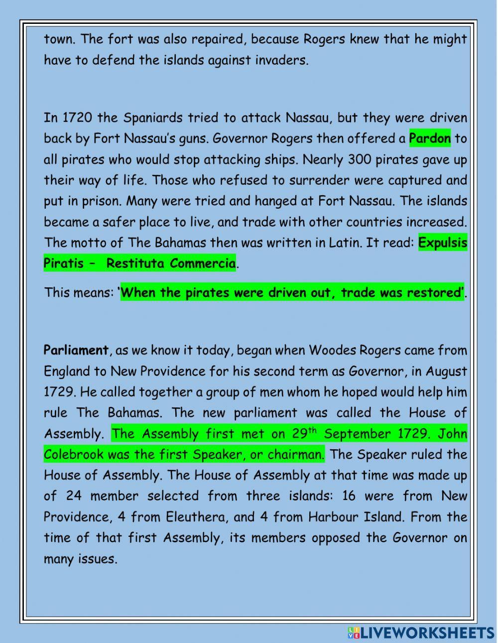 The First Parliament NOTES