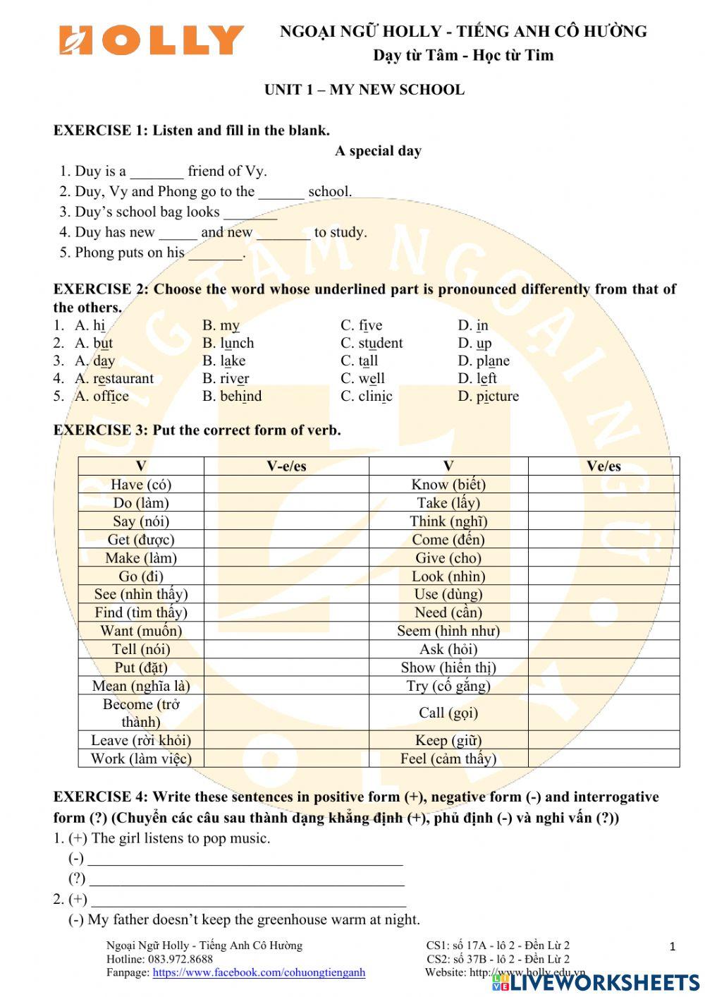 Unit 1- My new school