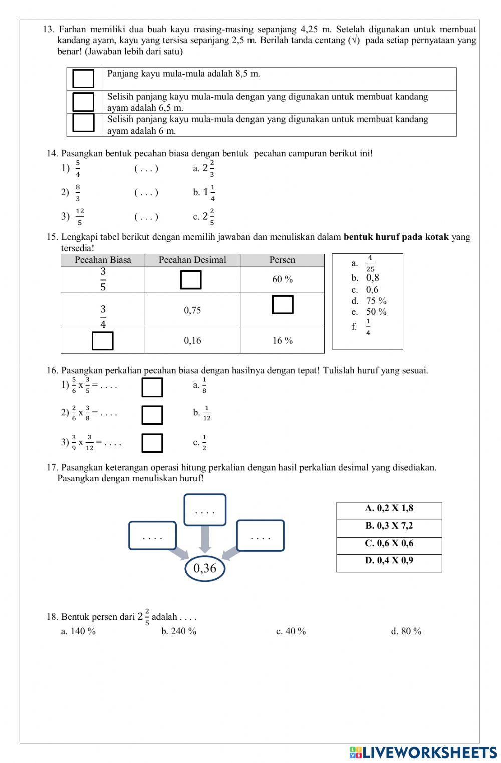 Latihan pts matematika kelas v