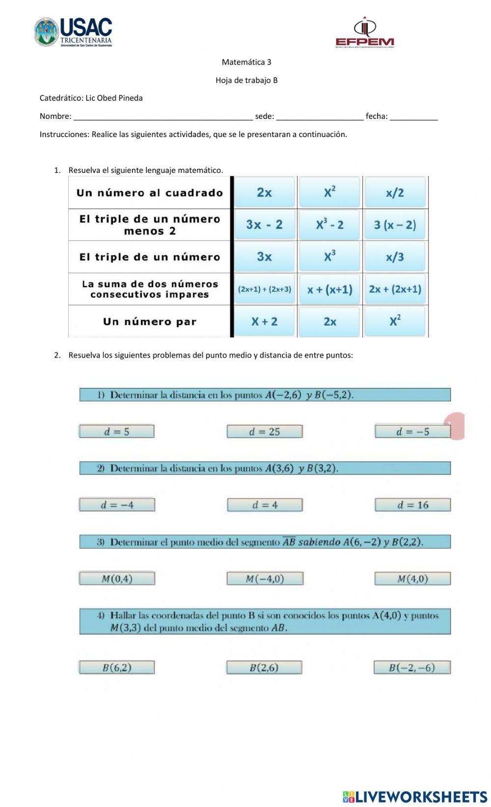Expresiones algebraicas