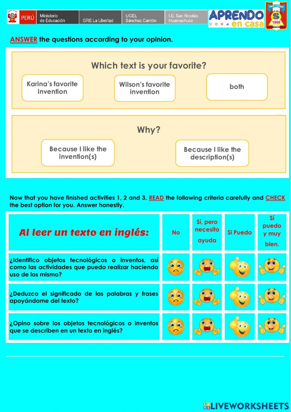 Week 27 - ENGLISH PRE A1 - Experience 7 - Activity 3. Do it yourself
