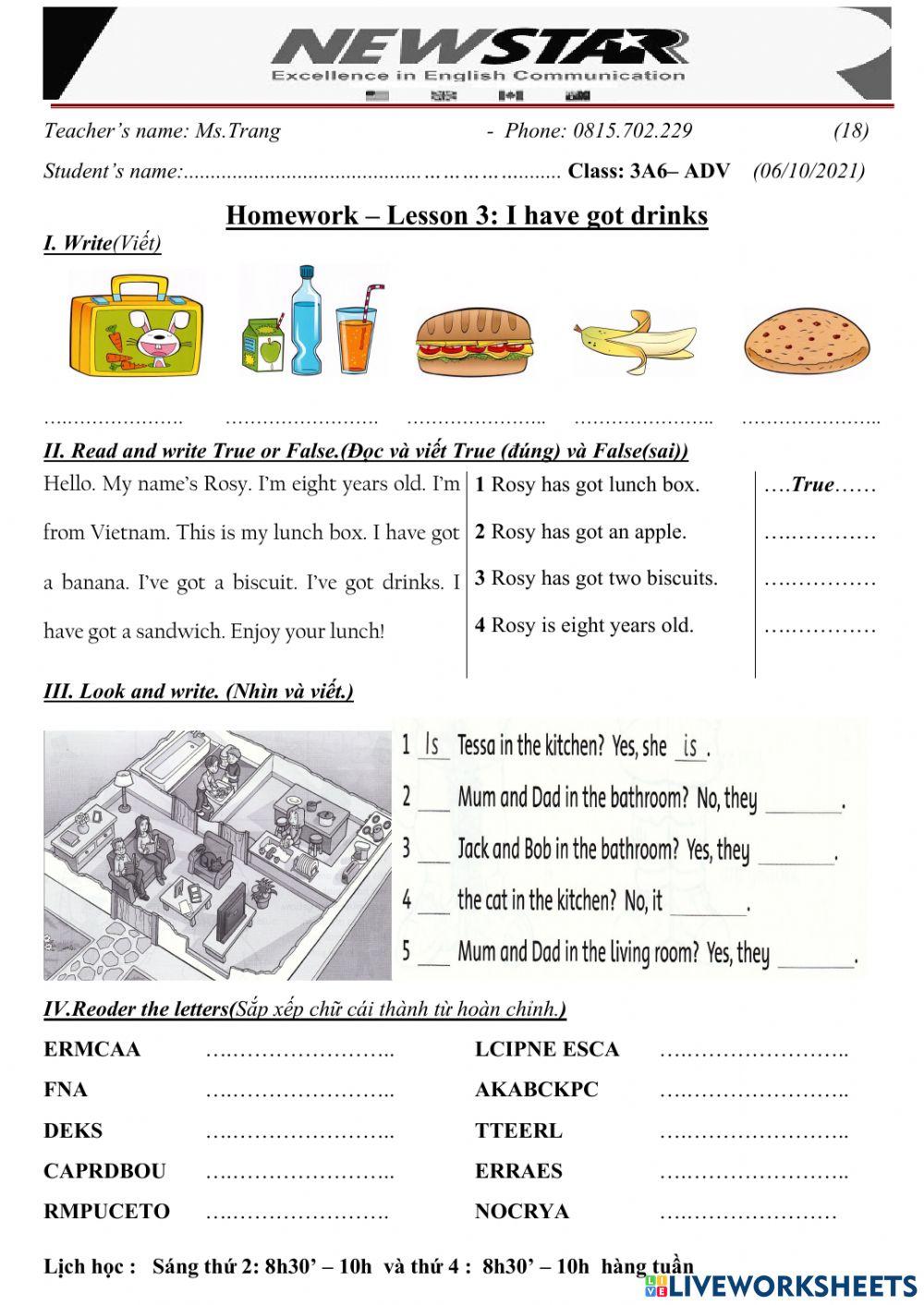 3A6-Lesson 3- I have got drinks