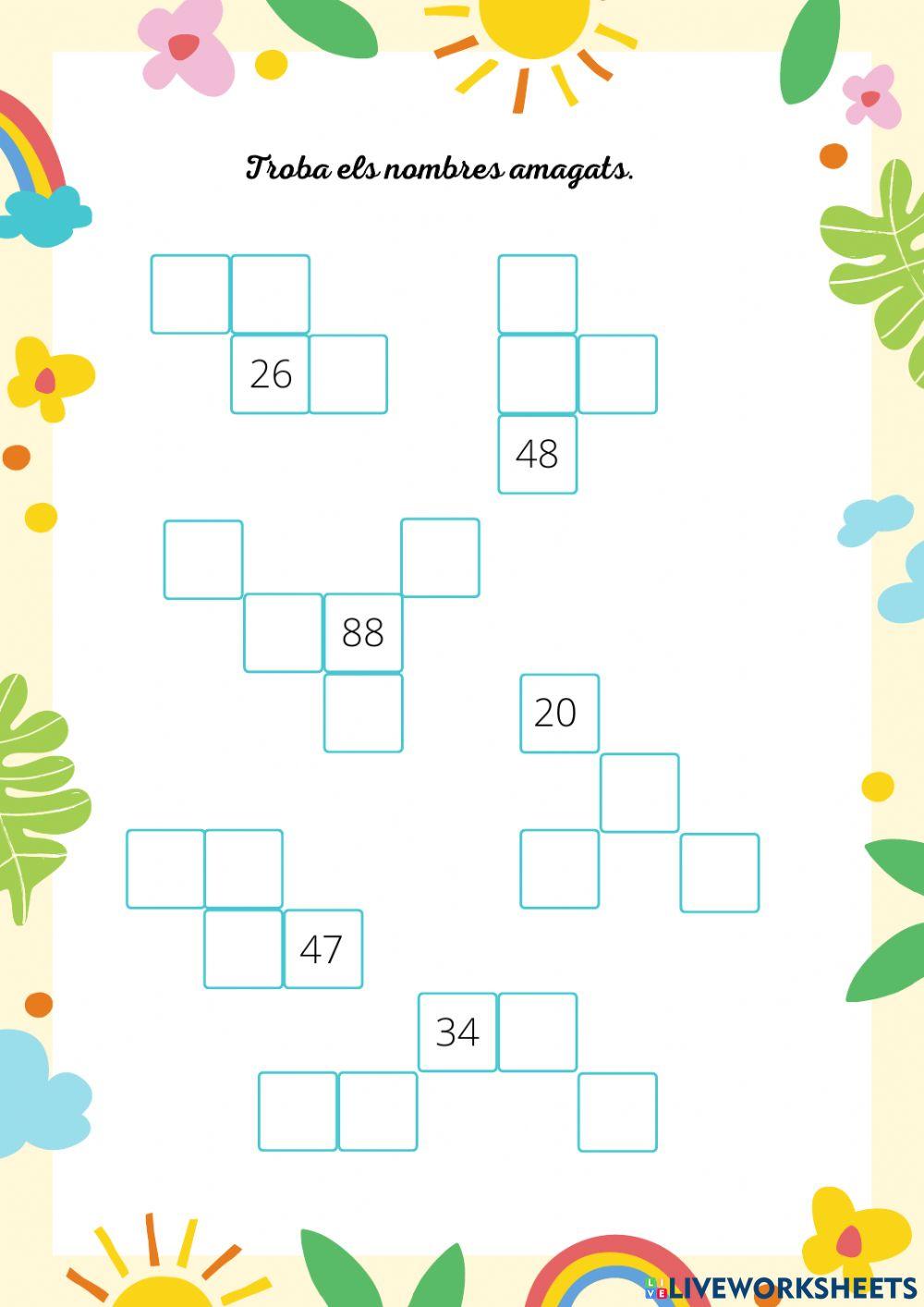 Troba els nombres que falten. Fitxa 1. Nivell 3