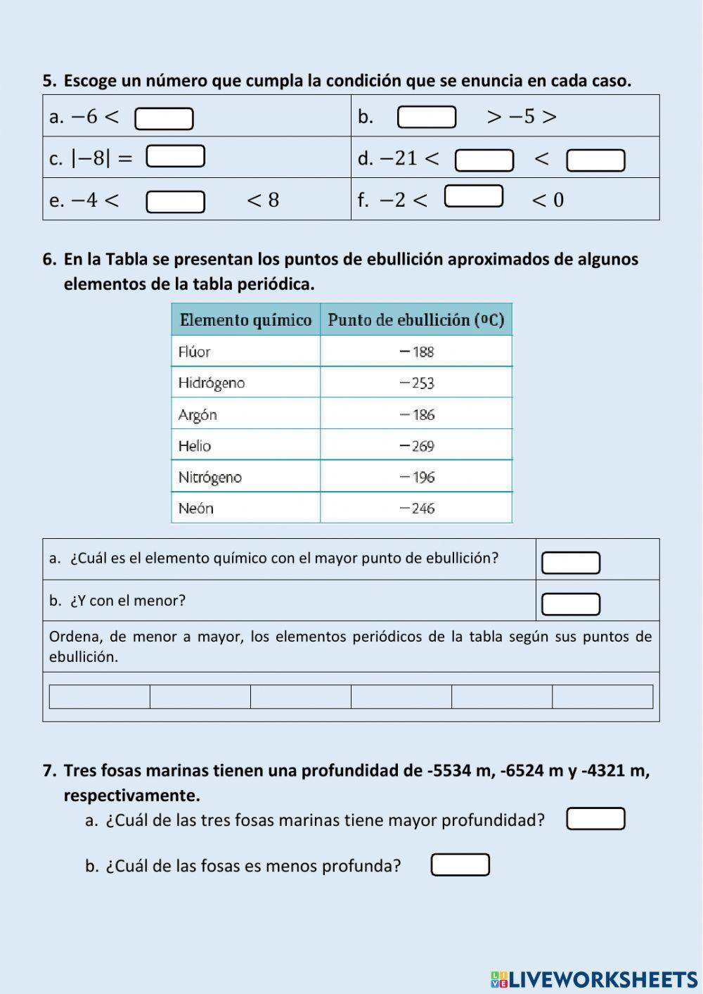 Orden en los números enteros