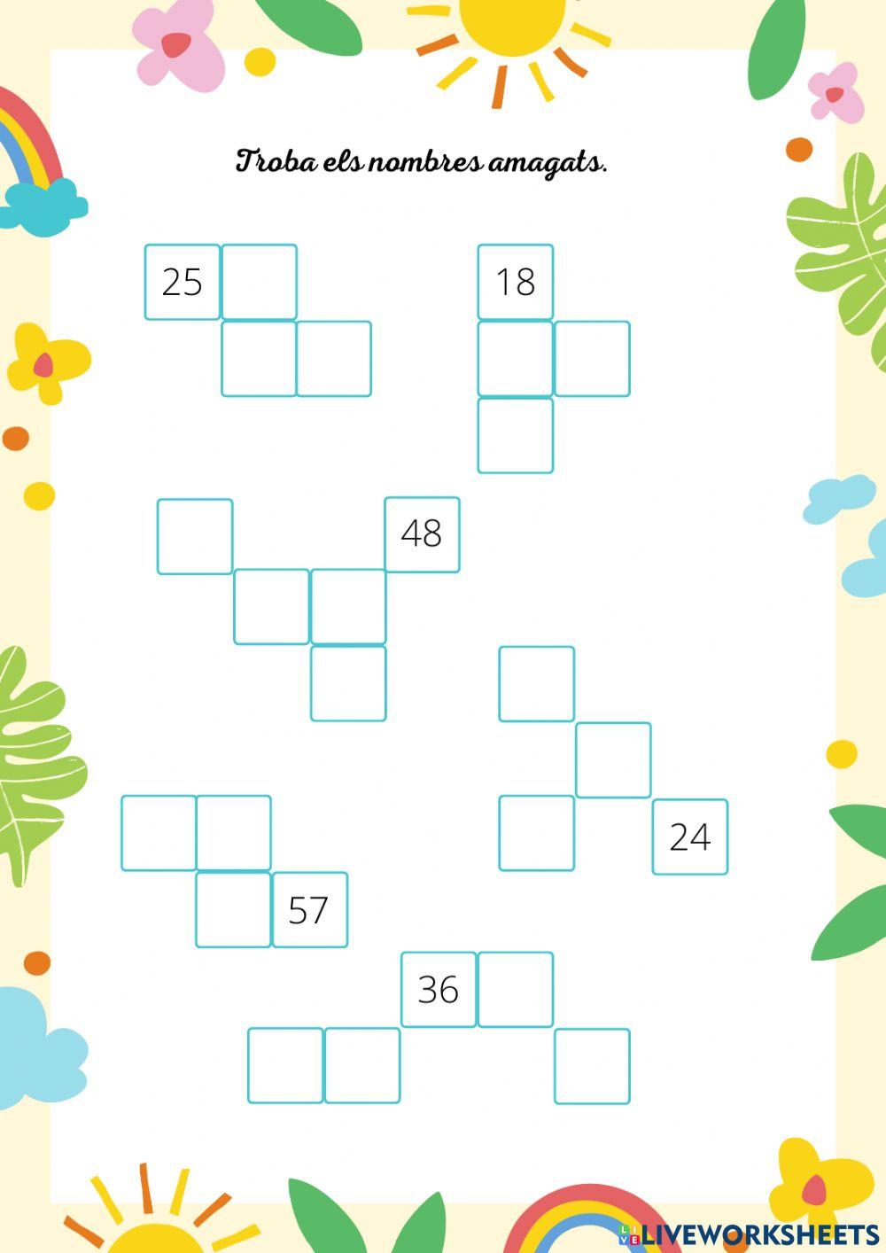 Troba els nombres que falten. Fitxa 4. Nivell 2