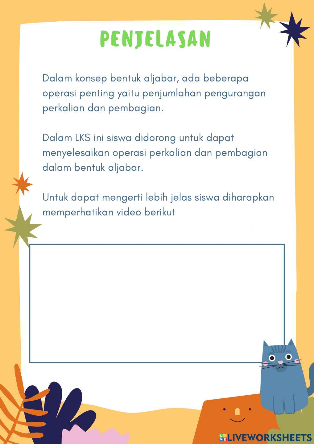 LKS 3 bentuk Aljabar