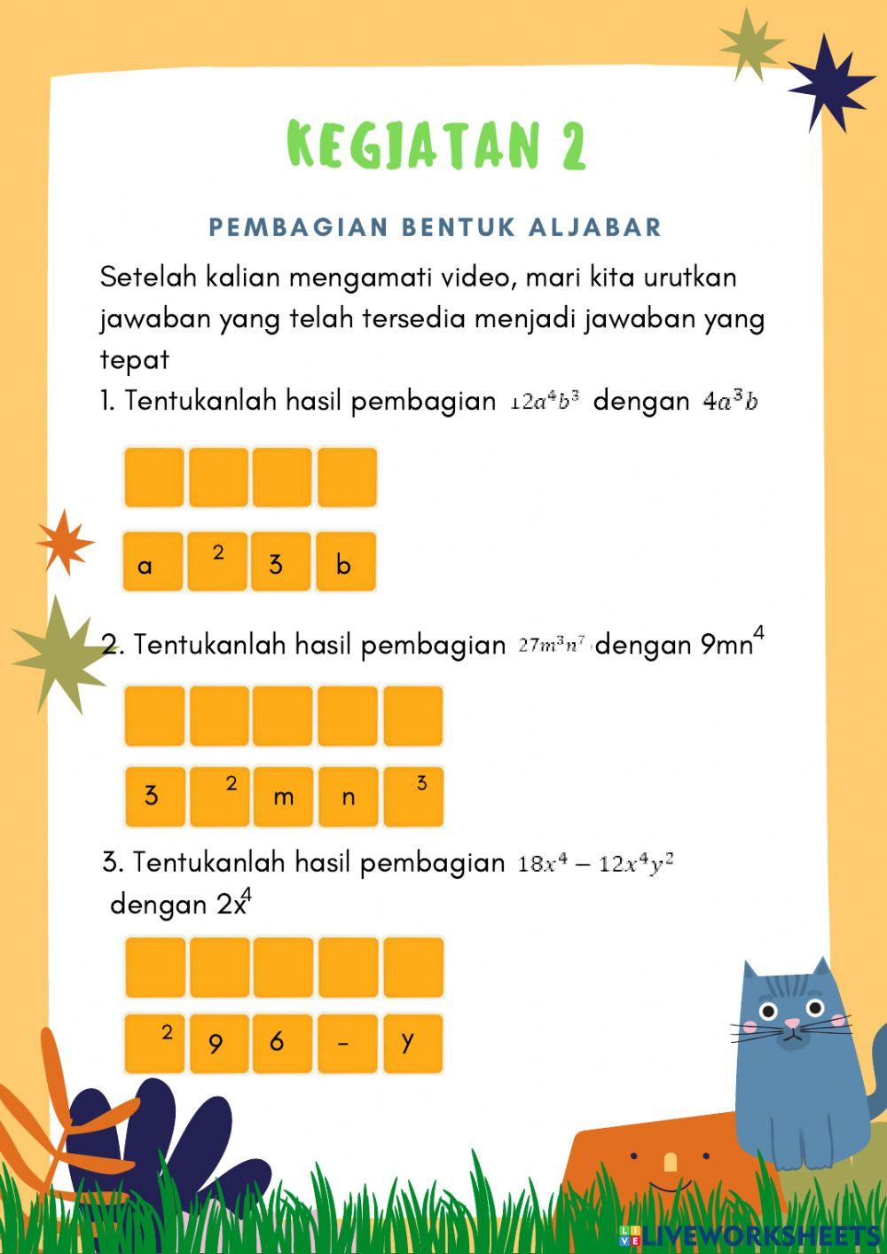 LKS 3 bentuk Aljabar