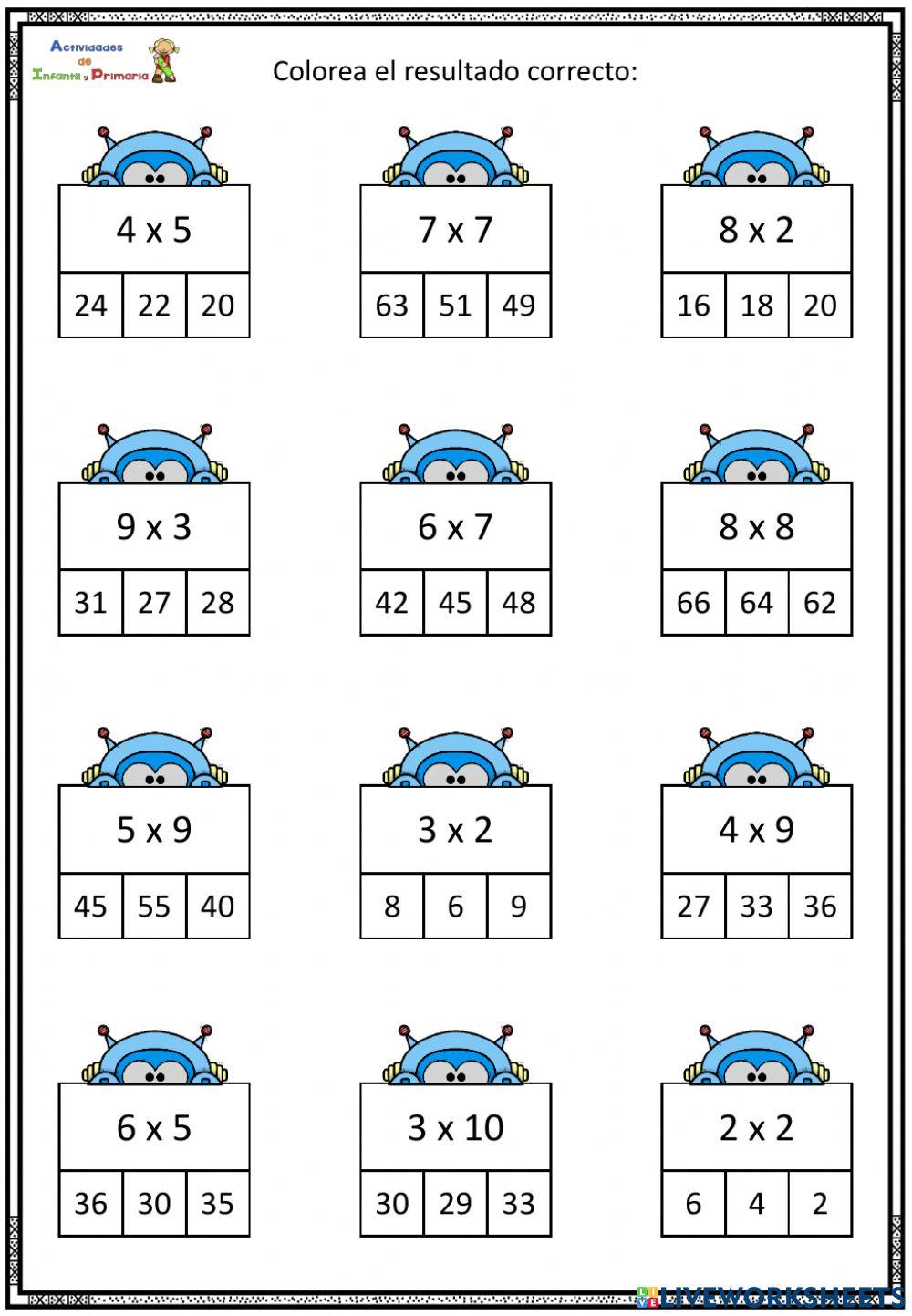 Tablas de multiplicar