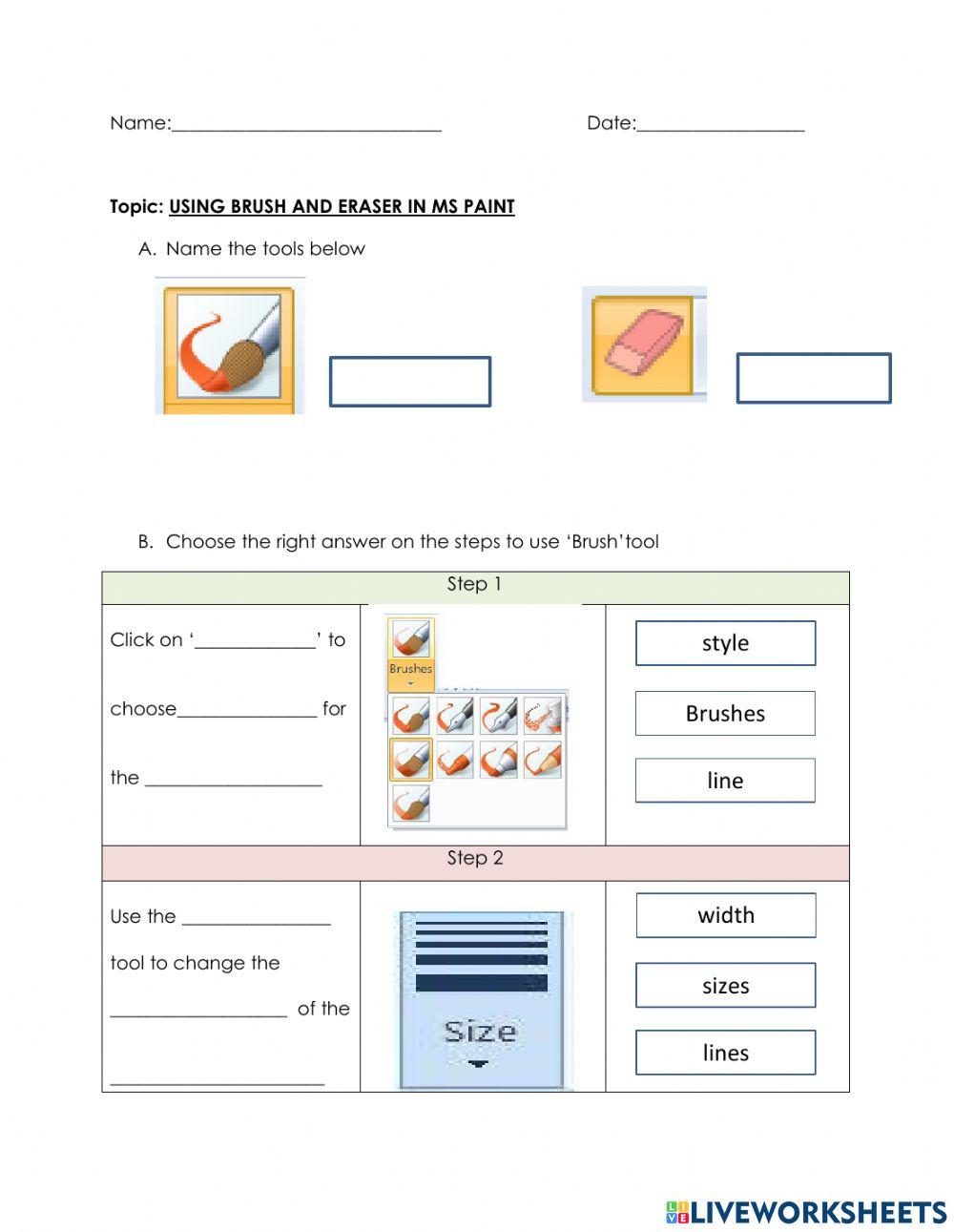Using brush and eraser on ms paint