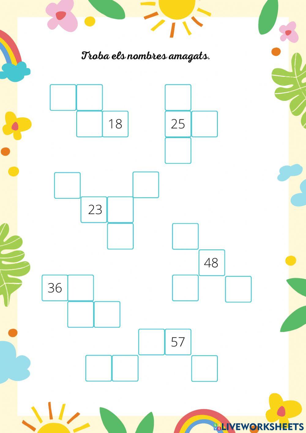 Troba el nombre que falta. Fitxa 1. Nivell 2