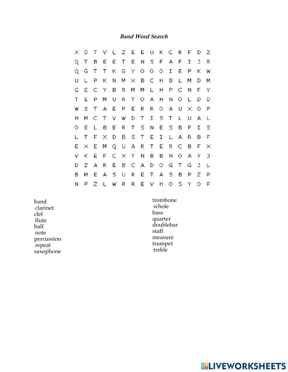 Band Word Search