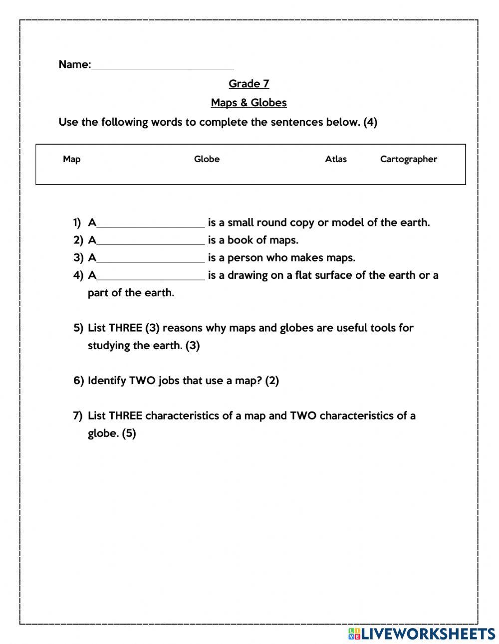Map and Globe Assignment