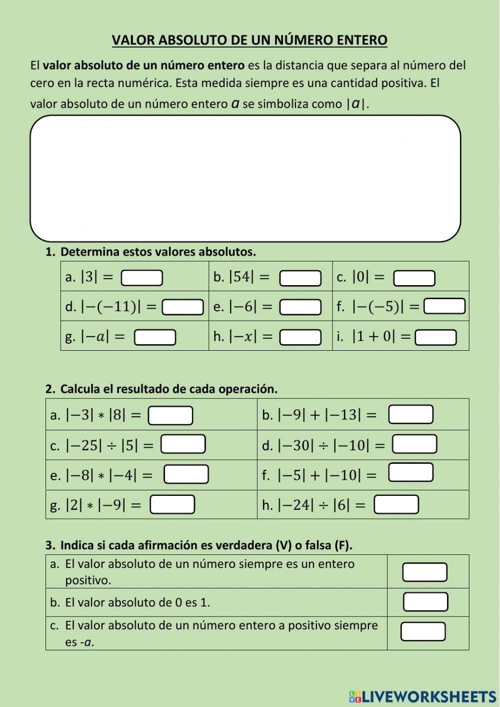 Valor absoluto de un número entero