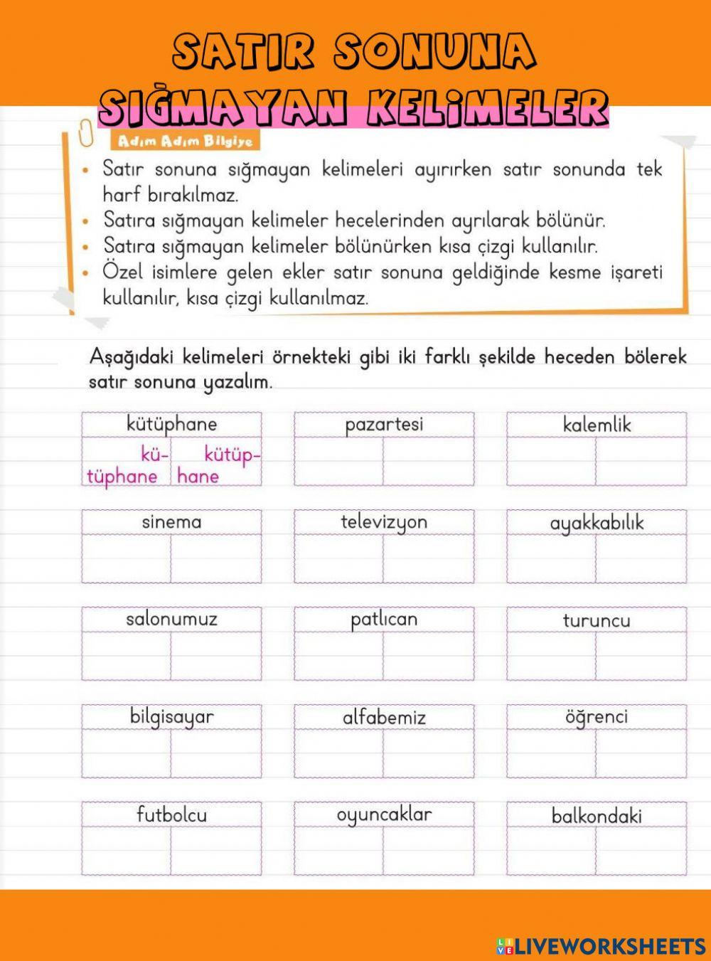 Satır Sonuna Sığmayan Kelimeler