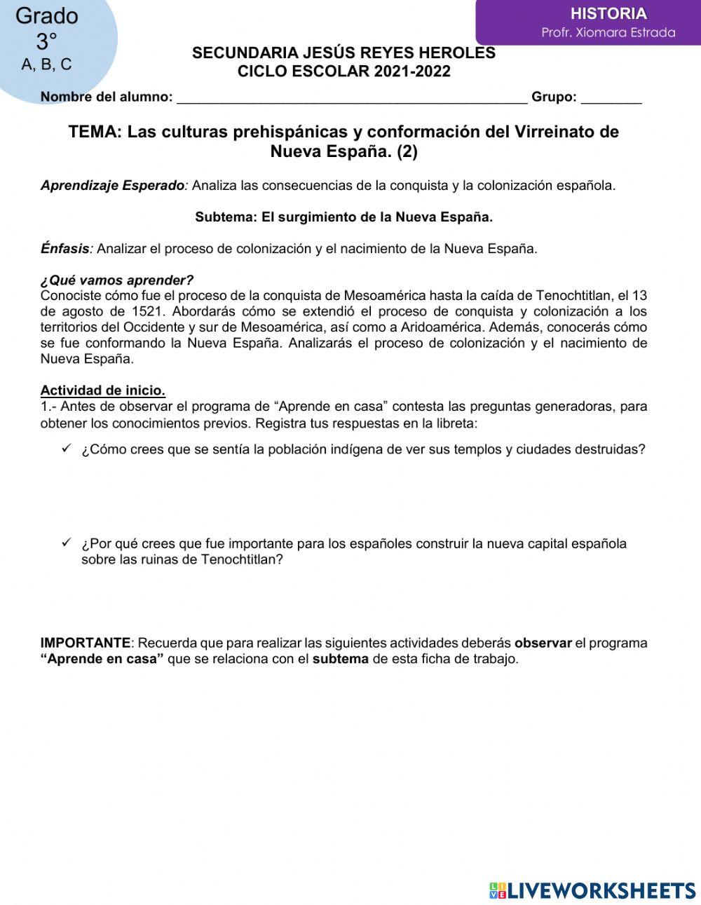 El surgimiento de la Nueva España.