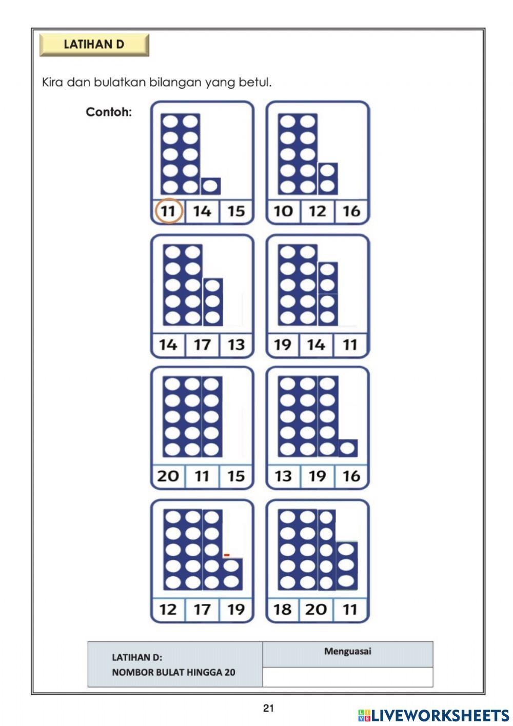 Nombor bulat hingga 20
