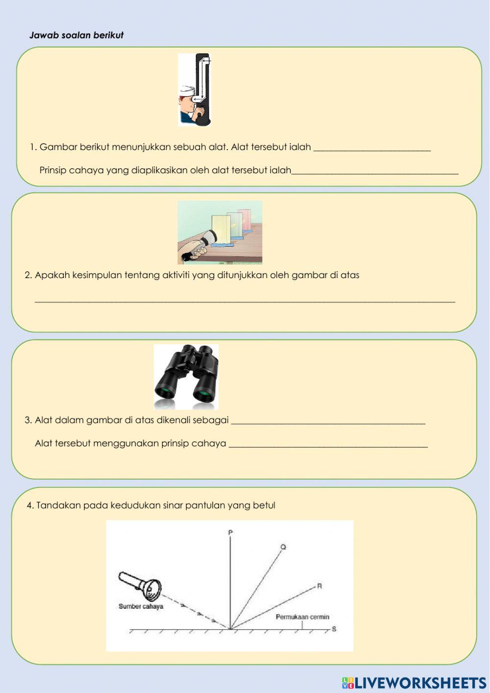 Sains tahun 4 : Cahaya