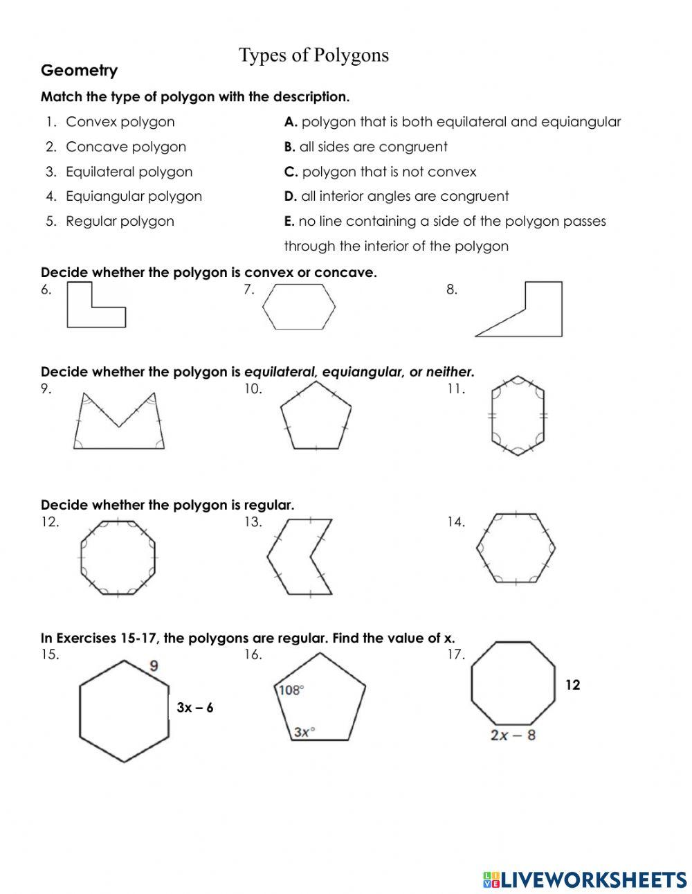 Names Of Polygons Worksheet