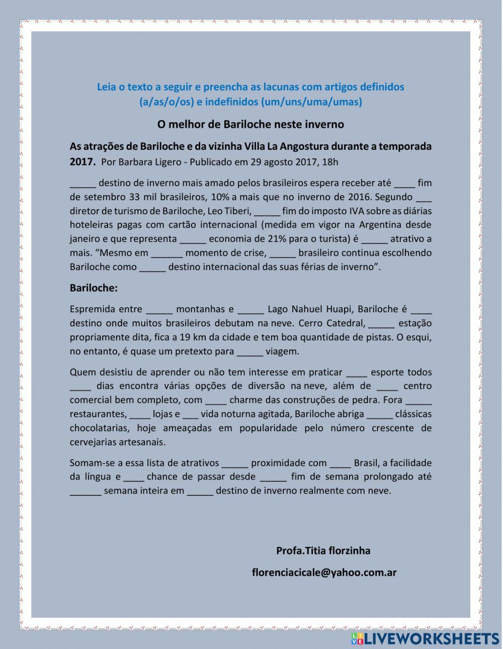 Bariloche artigos e contrações