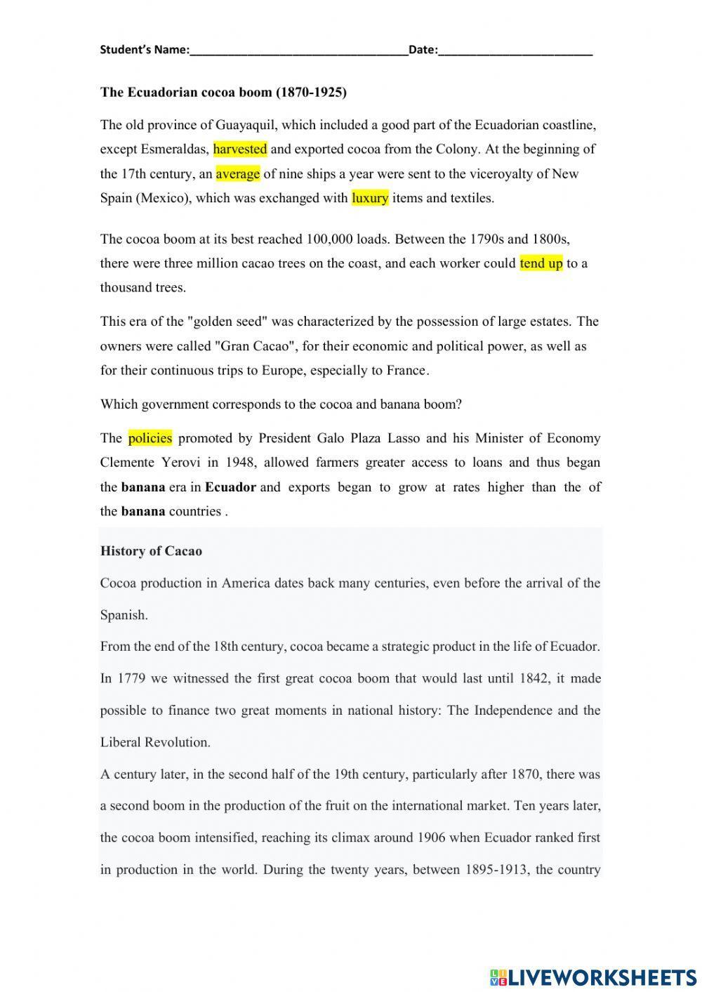 Ecuadorian Cocoa Boom