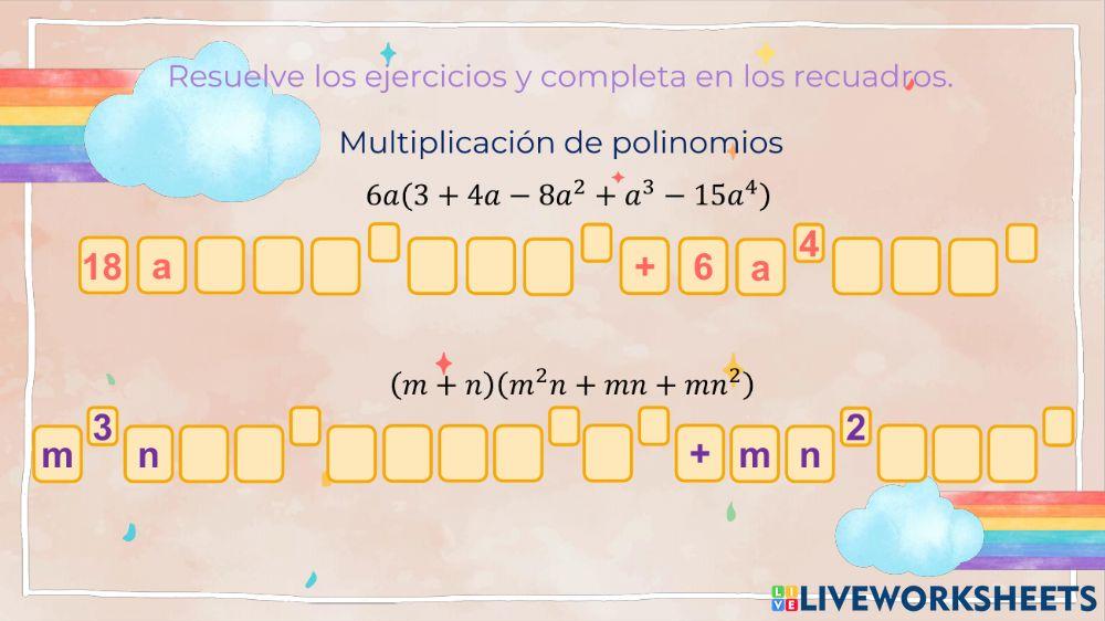 Adición, sustracción y multiplicación de polinomios