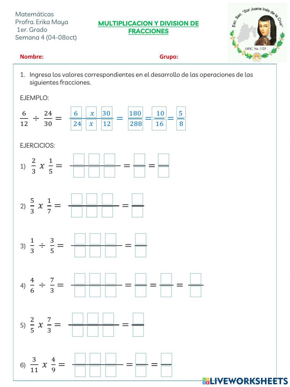 Multiplicación y División de Fracciones