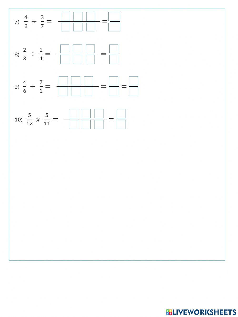 Multiplicación y División de Fracciones
