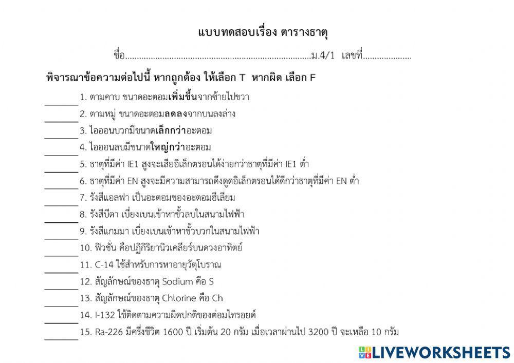 ตารางธาตุ