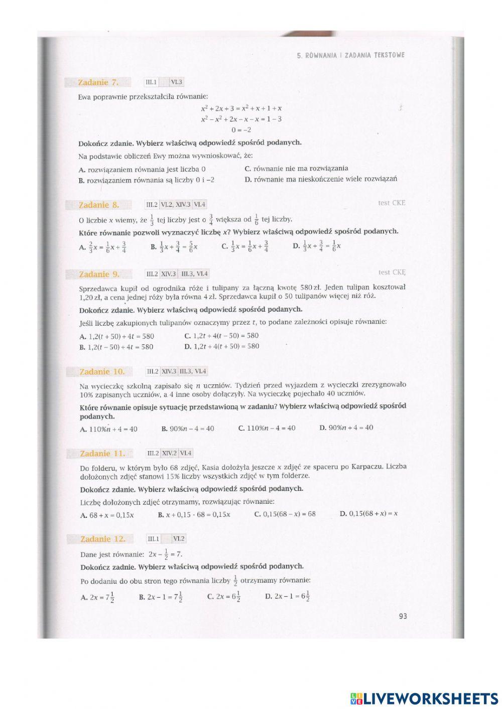 5.2 Równania - zadania
