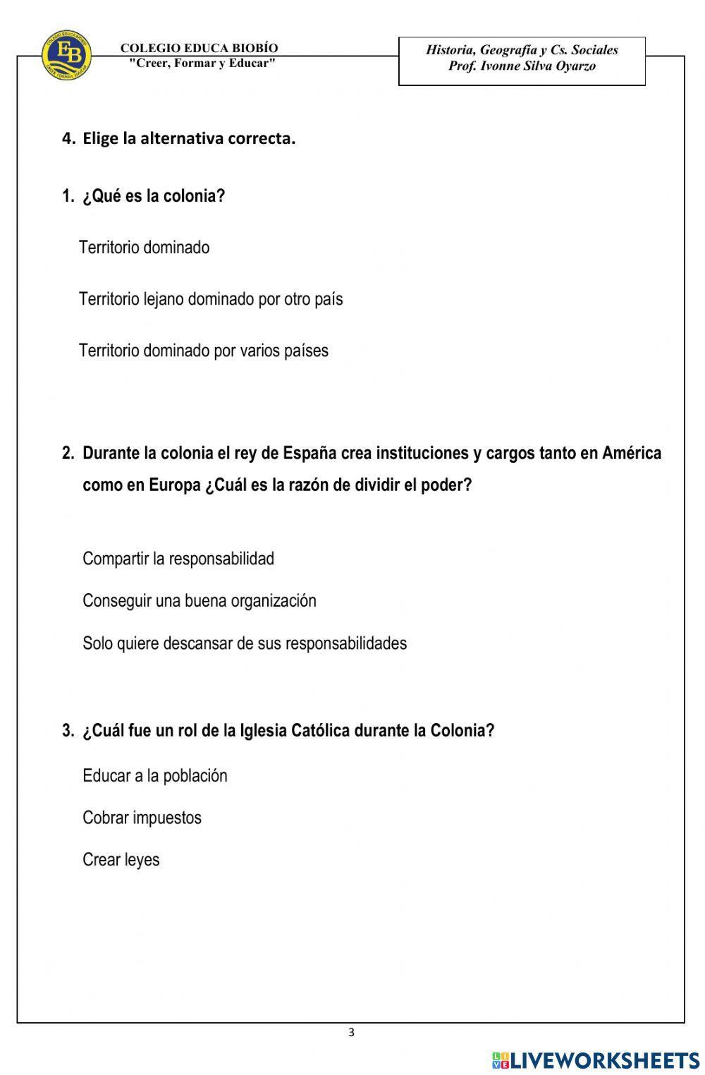 Evaluación La Colonia