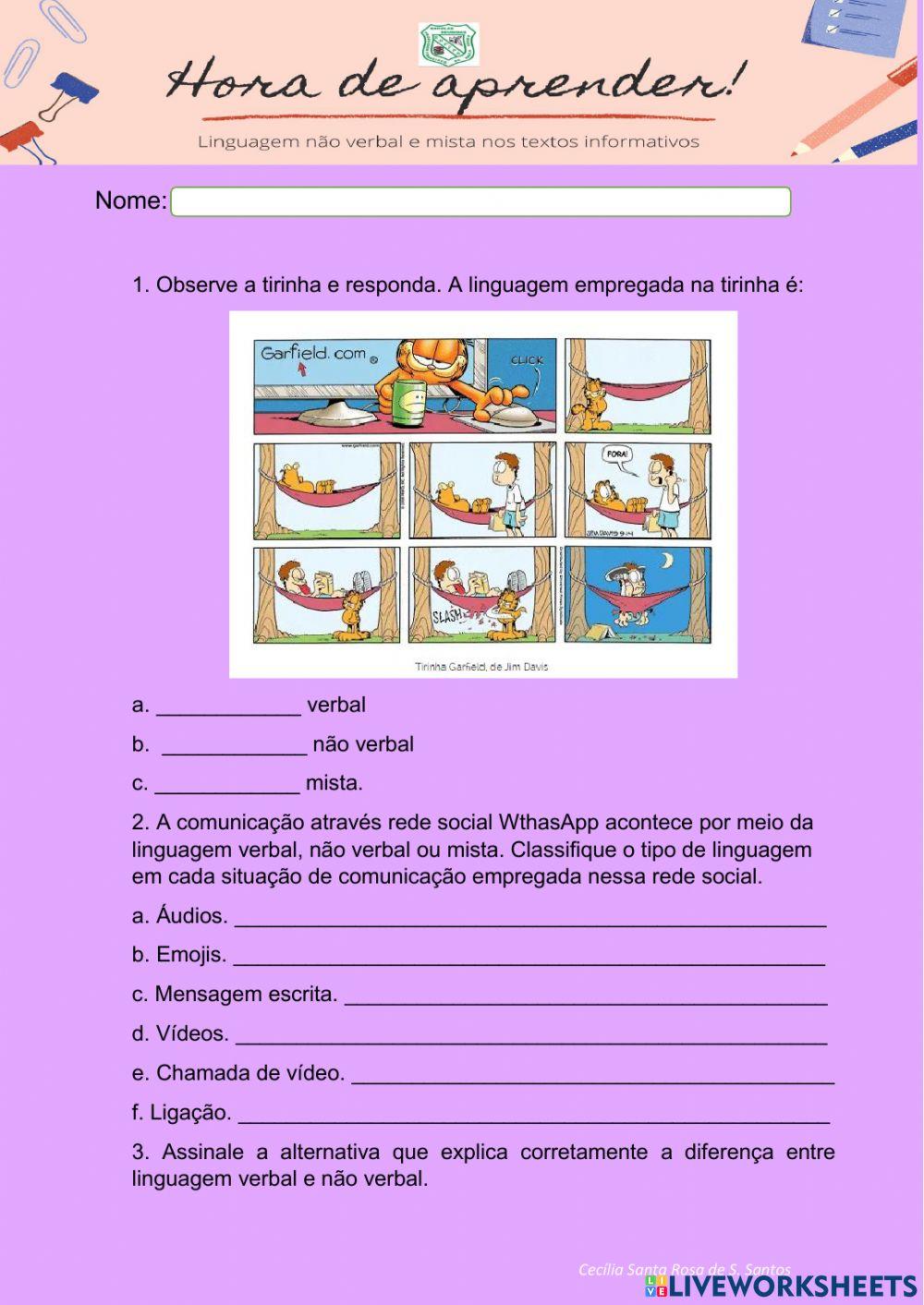 Linguagem verbal, não verbal e mista