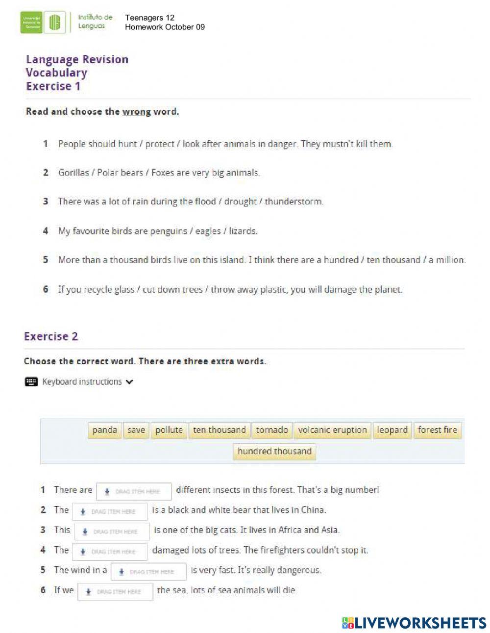Environment vocabulary