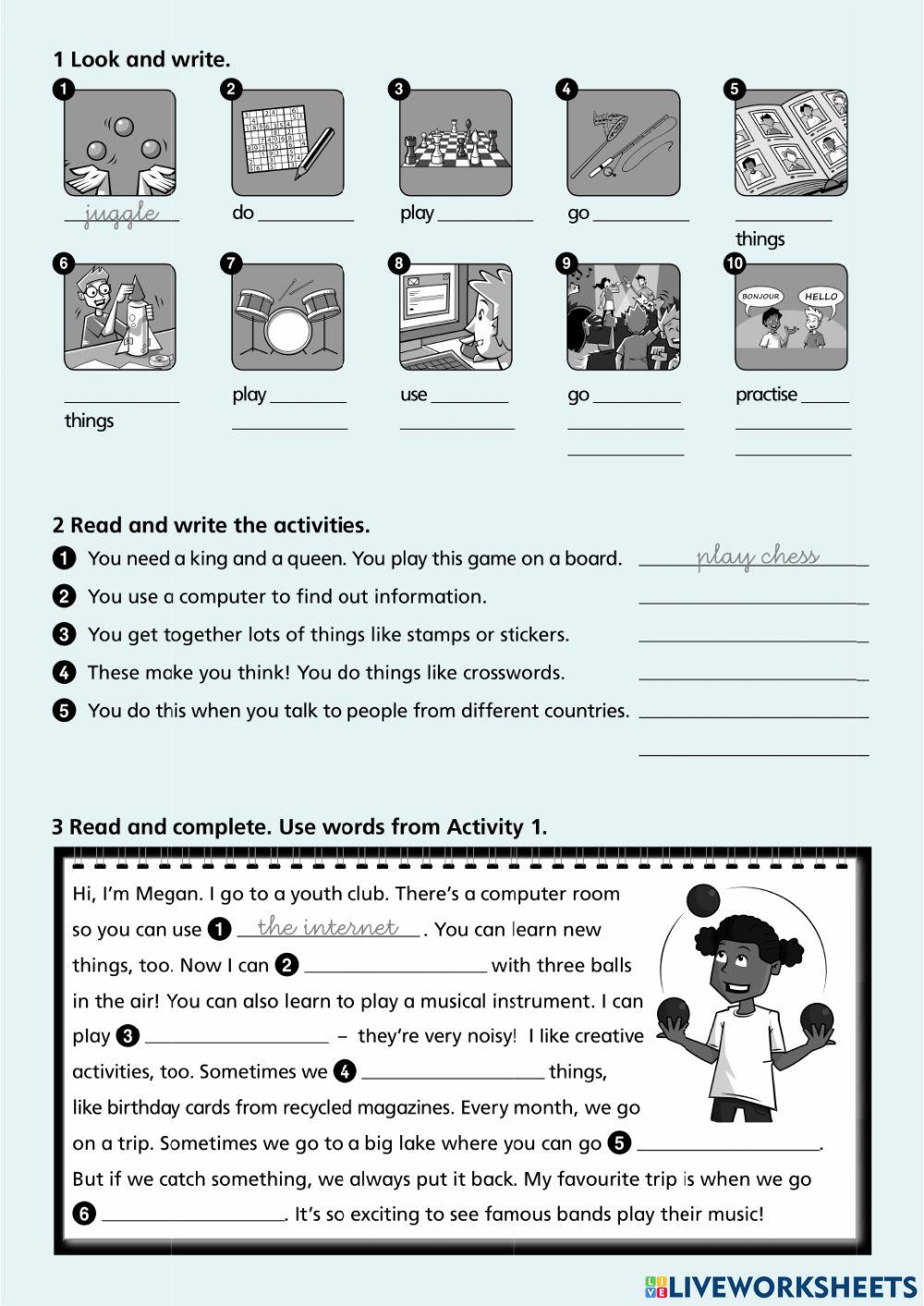 Free time activities vocabulary review